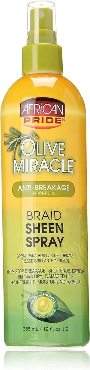 African Pride Olive Miracle Braid Sheen Spray Original Formula 355 ml/12 fl.oz - Afrobuy