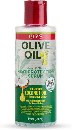 ORS Olive Oil Heat Protection Hair Serum - 177 ml, Infused With Coconut Oil, For Restorative Shine, With Frizz Free & Fast Drying Formula - Afrobuy