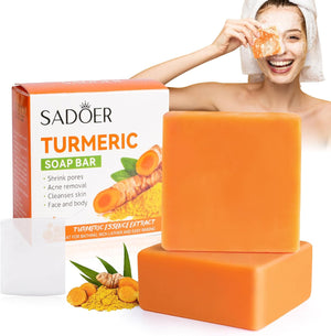 Turmeric Soap Turmeric Acne Dark Spots Smooth Skin, Handmade Soap Bar Pure Soap Bar For Face & Body, Skincare Face Care, Moisturizing, Blackhead Corrector Remover, Moisturizing Erase Fine Lines(1 PCS)