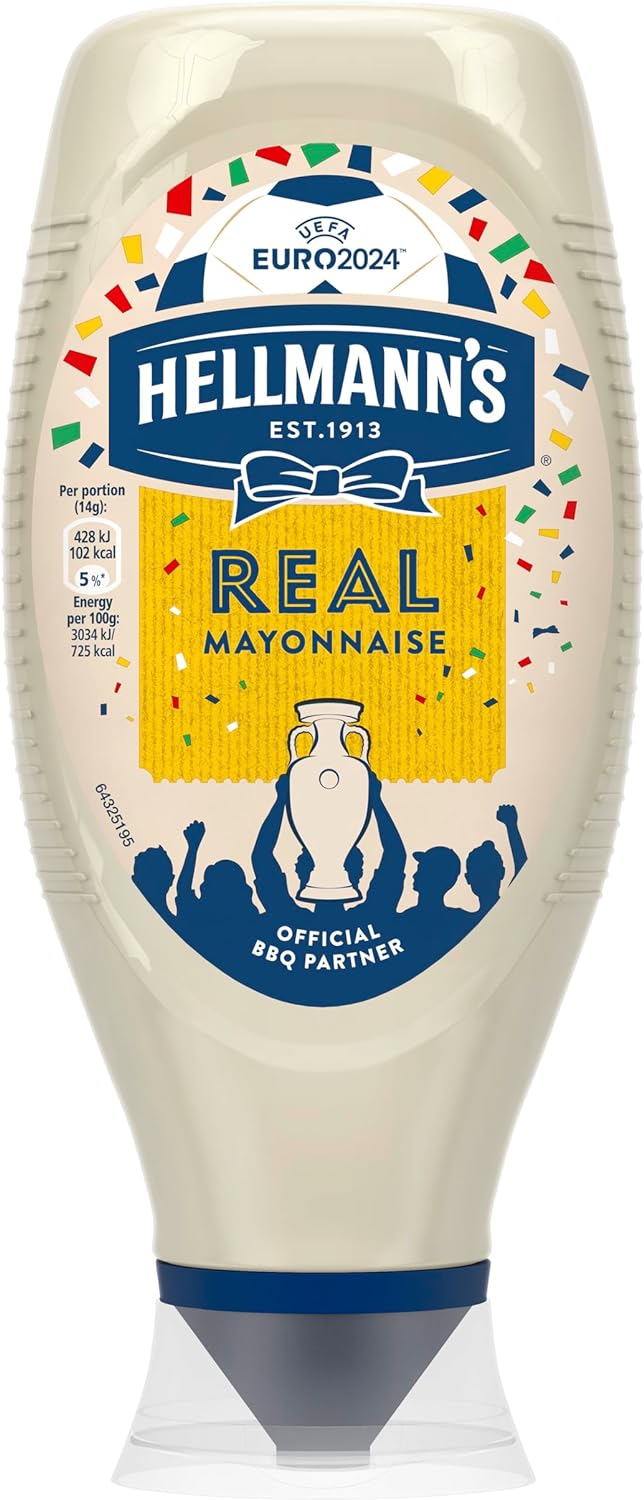 Hellmann's UEFA EURO 2024 Limited Edition Real Mayonnaise Condiment 100% recyclable squeeze bottle creamy mayo for burgers, sandwiches and salads 750 ml