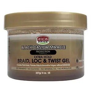 African Pride Black Castor Miracle Braid,Loc & Twisting Gel 8oz