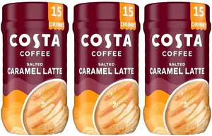 Costa Coffee Instant Coffee Beverage - Salted Caramel Latte Barista Creations Coffee Powder Instant (Pack of 3 x 255g)