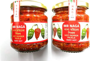 Mr Naga Hot Chilli Pepper Pickle Sauce 2 x 190 Grams, Ghost Pepper Pickle Sauce