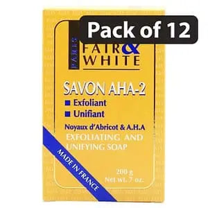 (Pack of 12) Fair and White Savon AHA2 Exfoliating & Unifying Soap 200g