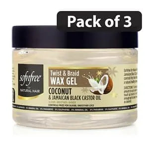 (Pack of 3) SofnFree Twist & Braid Wax Gel 250ml