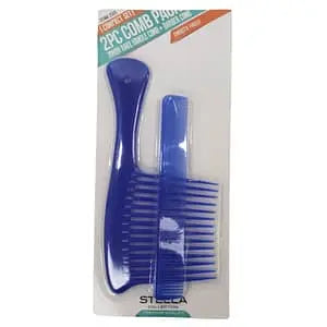 Stella 2PC Comb Pack Jumbo Rake Handle Comb + Barber Comb 2505
